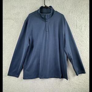 Alfani Shirt Mens 2XL Blue Henley Stretch 1/4 Zip Pullover Sweater Outdoor